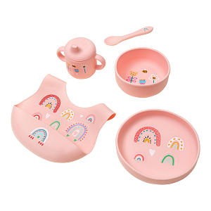 Набор силиконовой посуды LUKNO, розовый